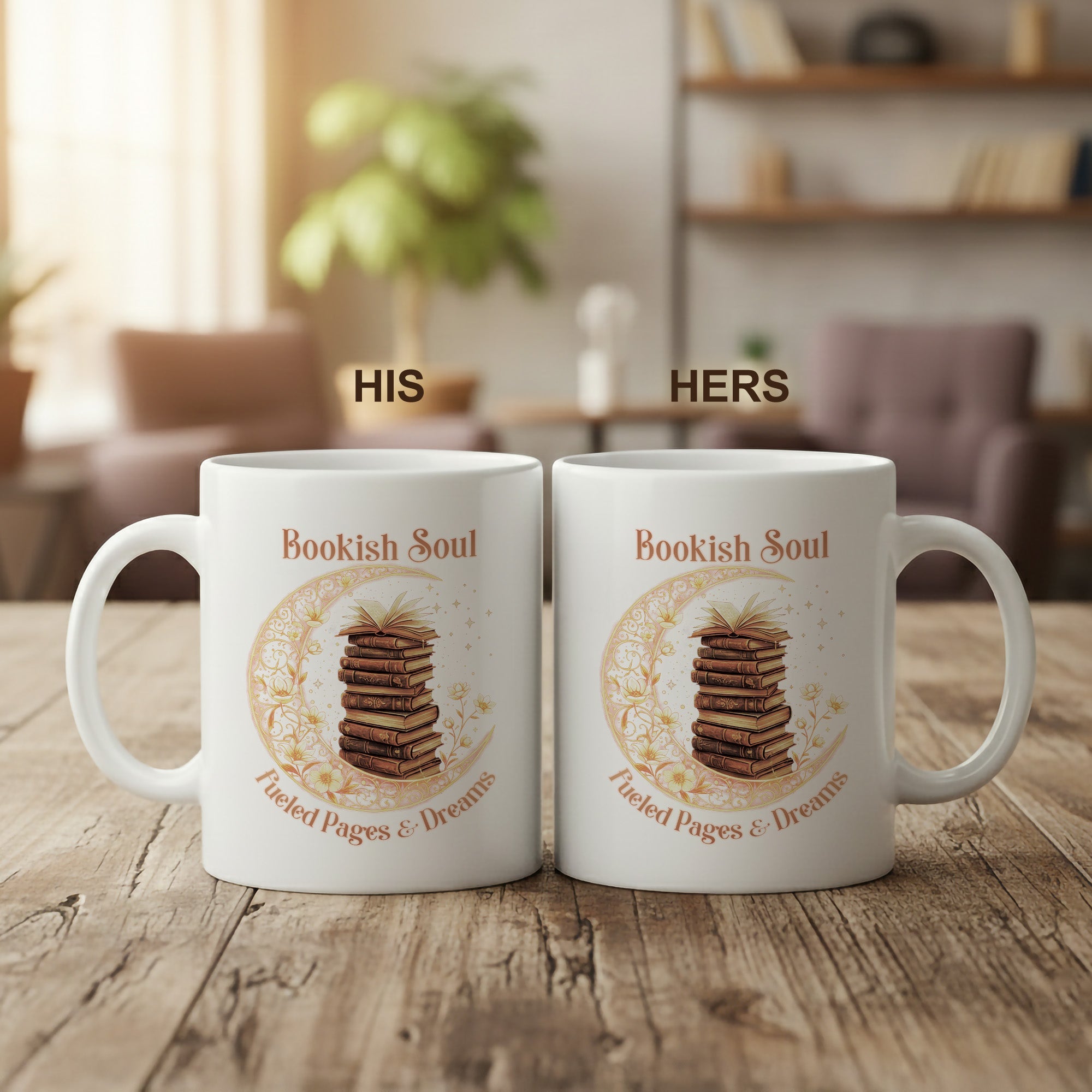 Bookish Soul Mug – Stacked Books Coffee Cup – Literary Aesthetic Gift – Reader Mug 11oz 15oz Ringer | Muug 140