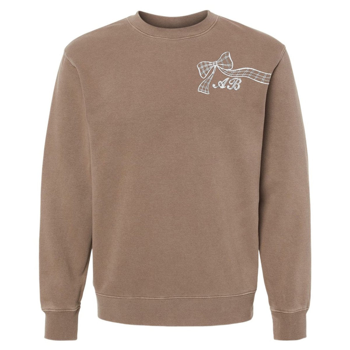Initialed Plaid 'Bow In The Breeze' Cozy Crew