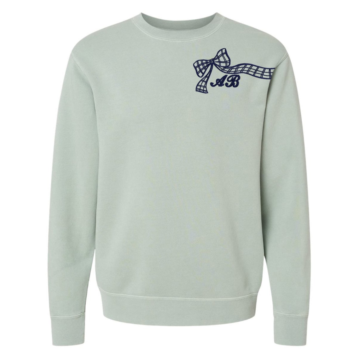 Initialed Plaid 'Bow In The Breeze' Cozy Crew