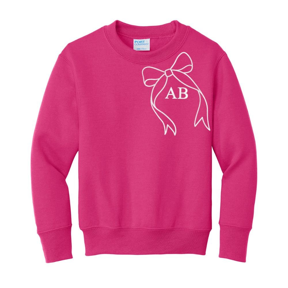 Kids Initialed 'Big Bow' Crewneck Sweatshirt