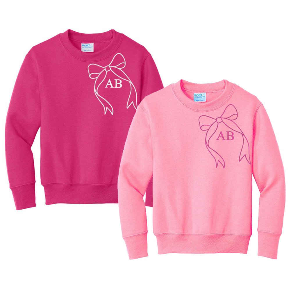 Kids Initialed 'Big Bow' Crewneck Sweatshirt