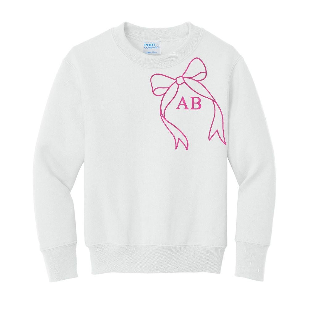 Kids Initialed 'Big Bow' Crewneck Sweatshirt
