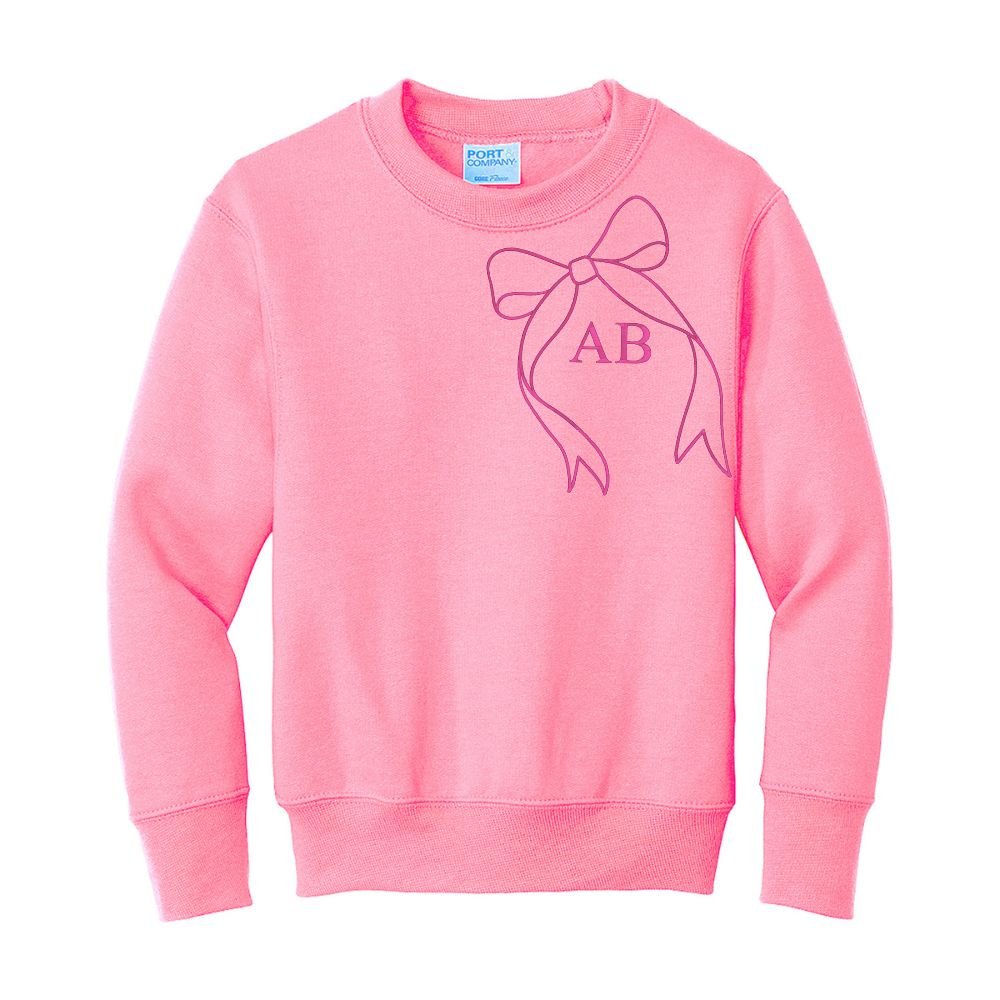 Kids Initialed 'Big Bow' Crewneck Sweatshirt