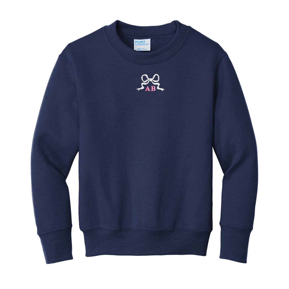 Kids Initialed 'Tiny Bow' Crewneck Sweatshirt