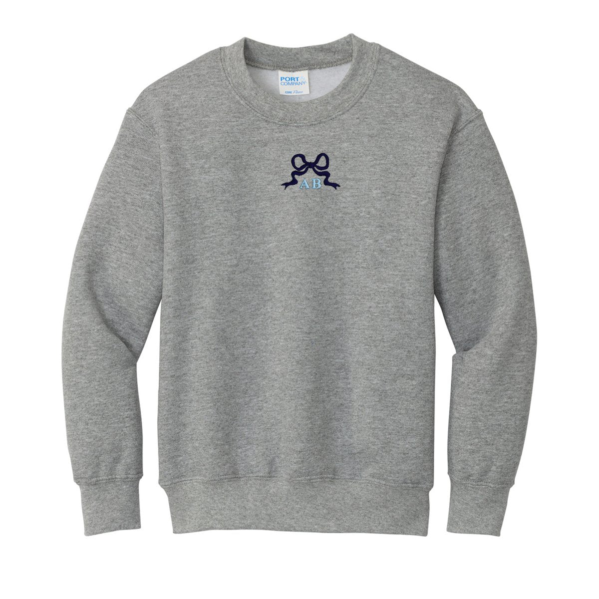 Kids Initialed 'Tiny Bow' Crewneck Sweatshirt
