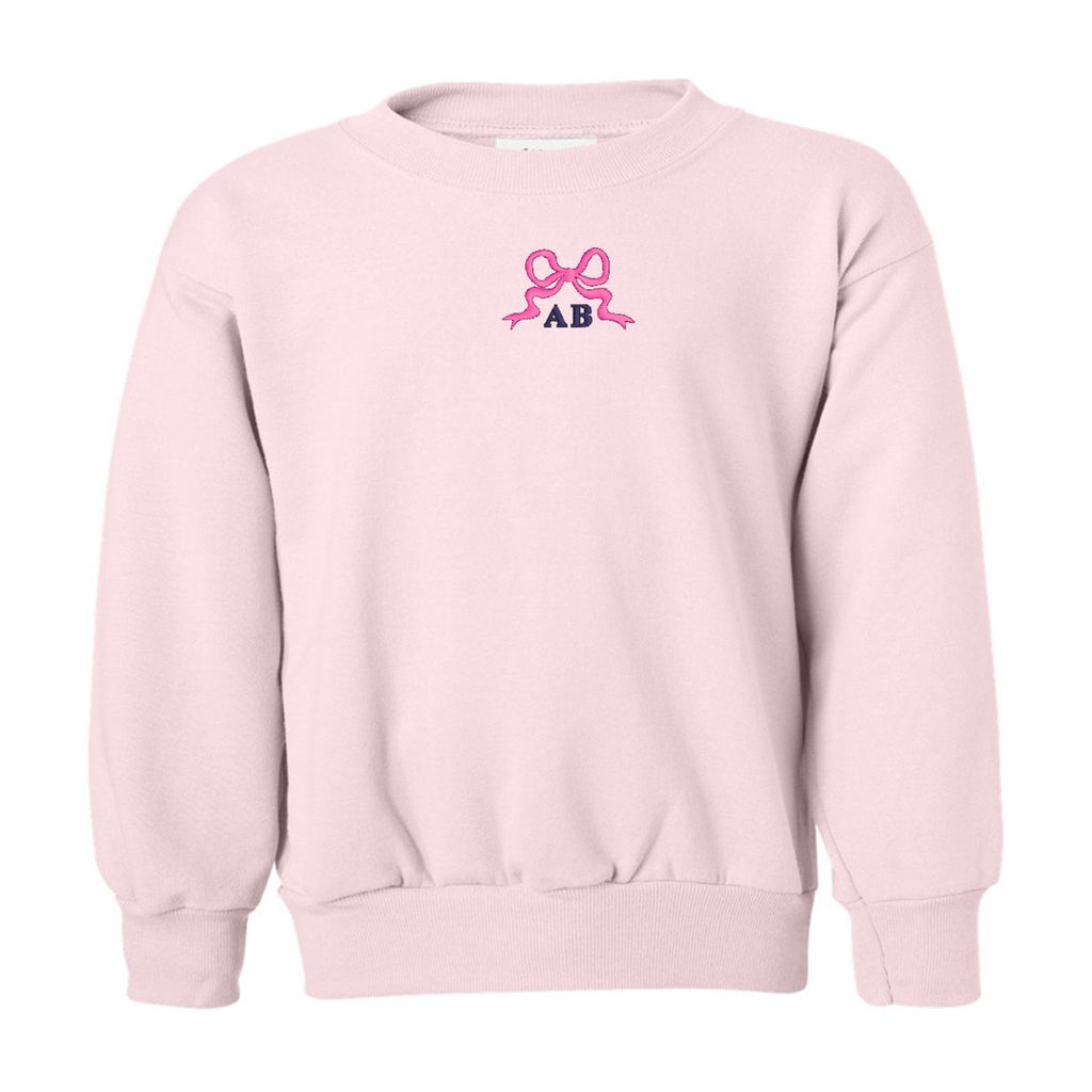 Kids Initialed 'Tiny Bow' Crewneck Sweatshirt