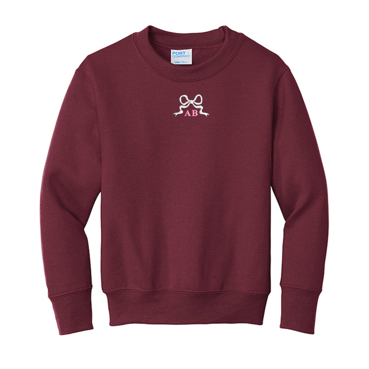 Kids Initialed 'Tiny Bow' Crewneck Sweatshirt
