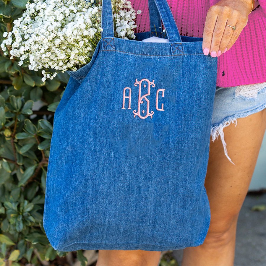 Monogrammed Denim Tote