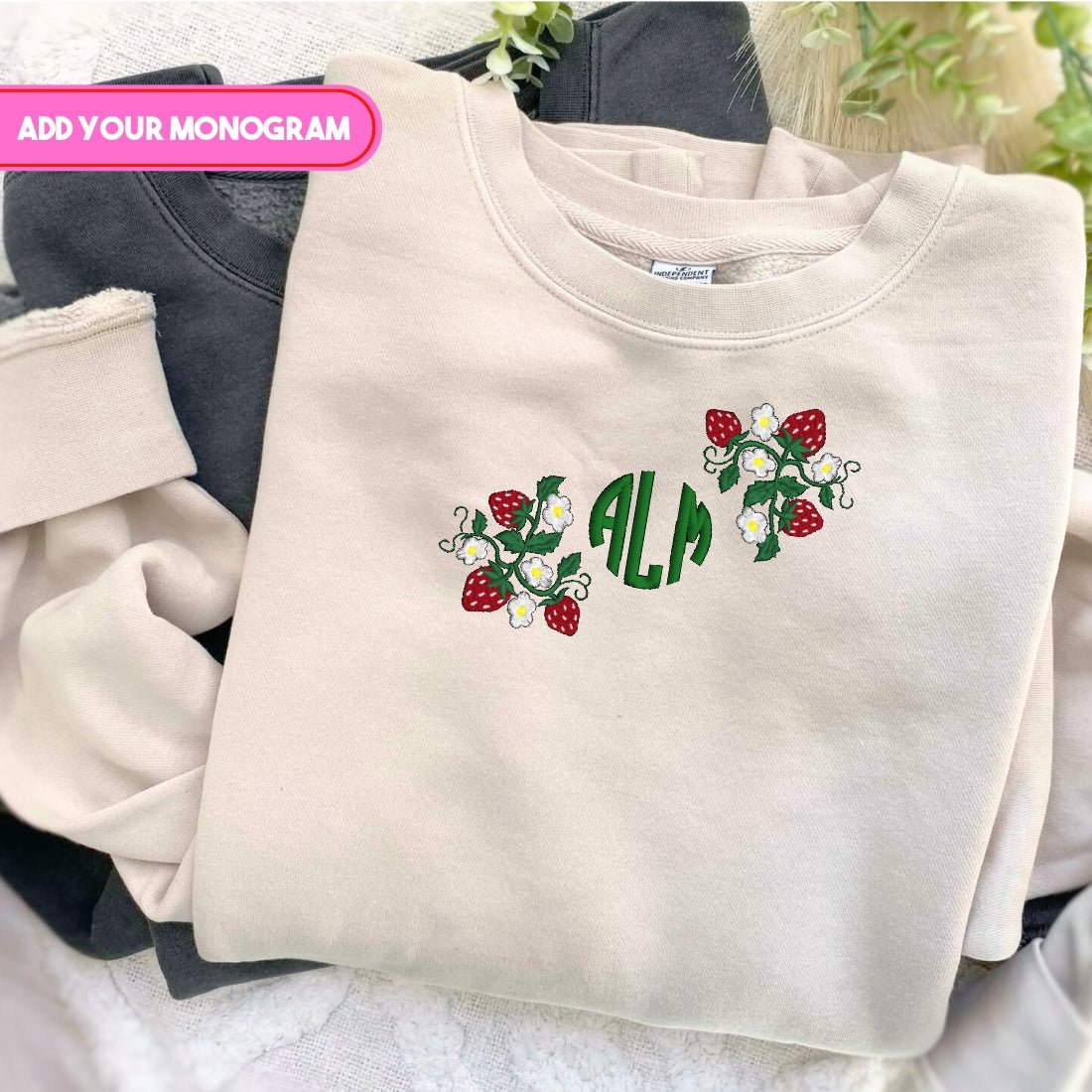 Monogrammed 'Strawberry Fields' Cozy Crew