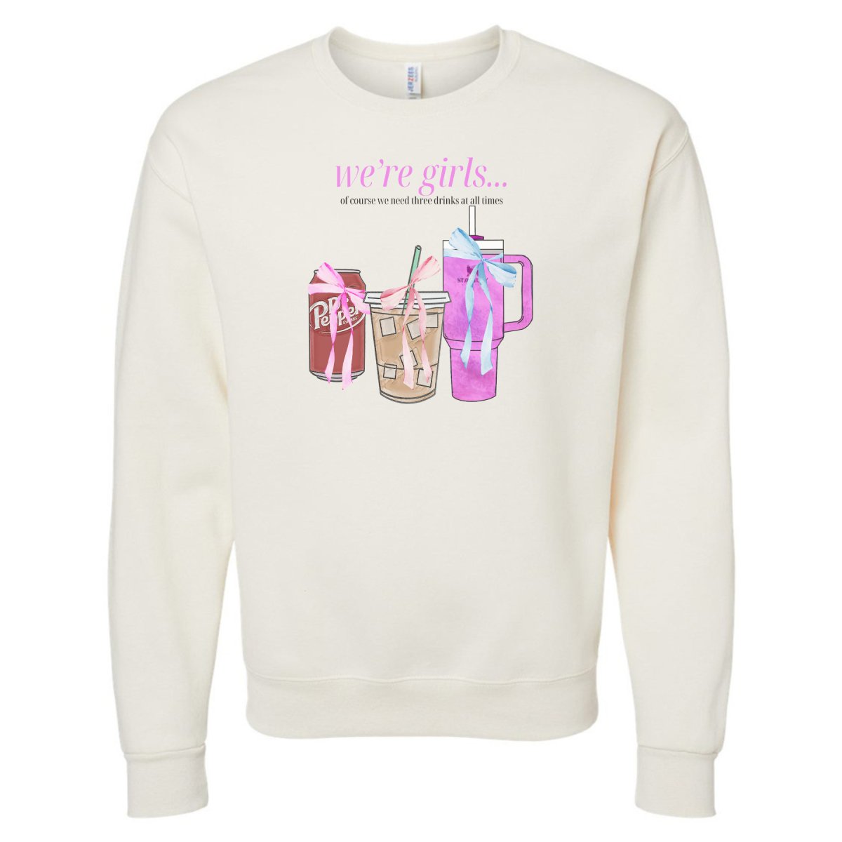 'We're Girls' Bow Drinks Crewneck Sweatshirt